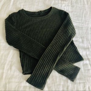Cropped green sweaters